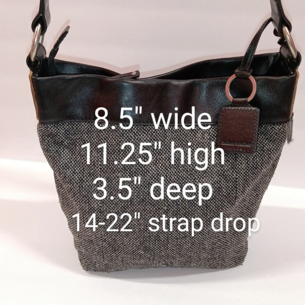 ELLINGTON Wool Tweed & Italian Leather Shoulder Tote Bag